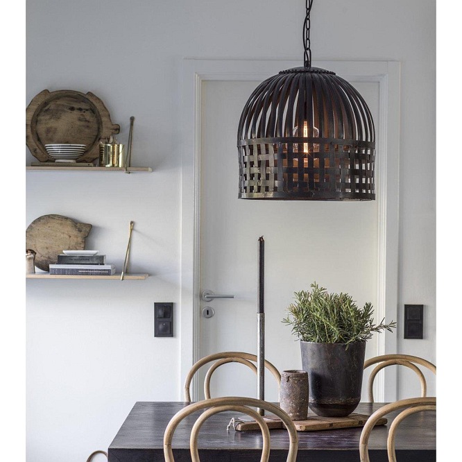 Industrialna metalowa lampa pleciona Sheffield aranżacja